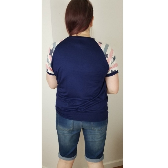 LAST ONE! 1X Patriotic Navy Stars & Stripes Top - Picture 8 of 10